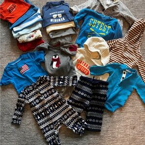 Mixed Baby Boy Clothing Lot - Blue, Gray, Cream, Navy